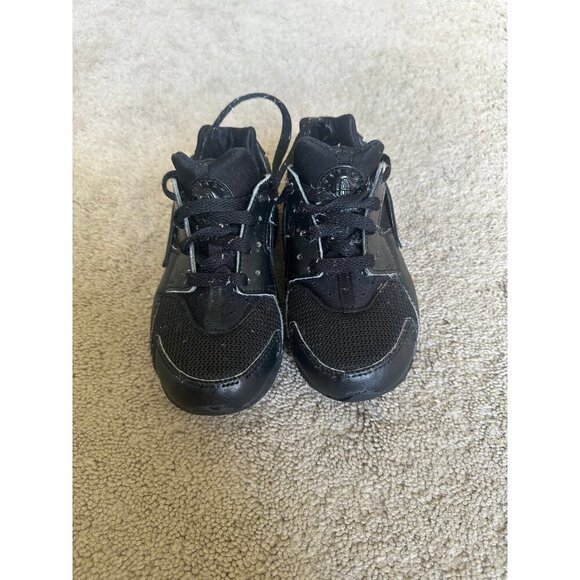 NIKE Air Huarache Run Youth Sneakers 704949-016 Triple Black Lace Up 11c - Picture 2 of 5